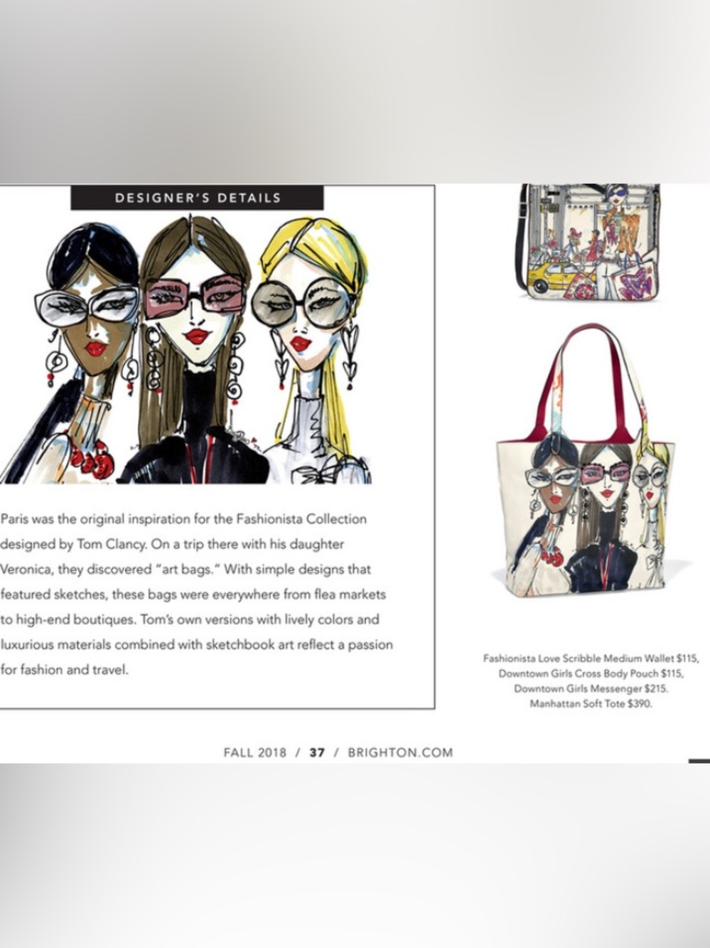 Brighton Manhattan Soft Tote Fashionista Tom Clancy Art Bag - Picture 15 of 16